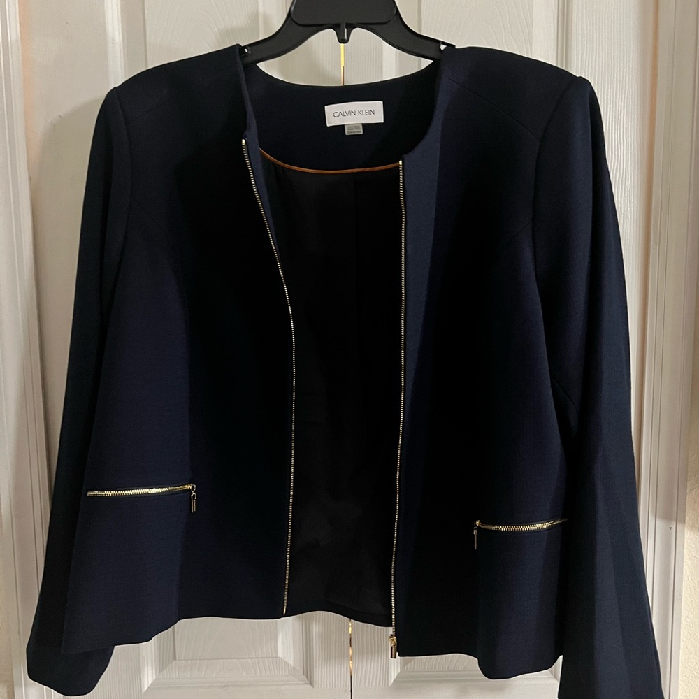 Calvin Klein Blue and Gold Blazer Suit Jacket